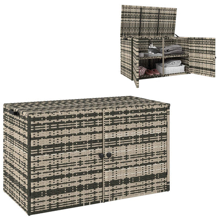 Rattan-Aufbewahrungsbox 350L – wetterfest, UV-beständig, Mischgrau