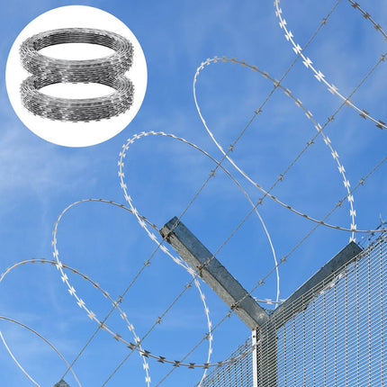 Razor Wire Fence, Hot-Dip Galvanized, 2 Rolls 98 Ft