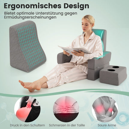 Lesekissen mit Getränkehalter – Ergonomische Rückenlehne, Grau