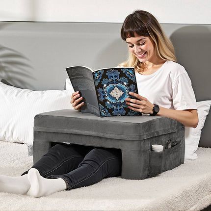 Reading Pillow with Lap Desk, Memory Foam, Pockets, Cup Holder