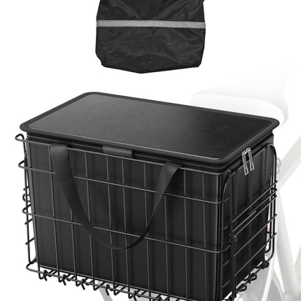 Rear Bike Basket, Folding Wire, Cargo Net, Waterproof Cover
