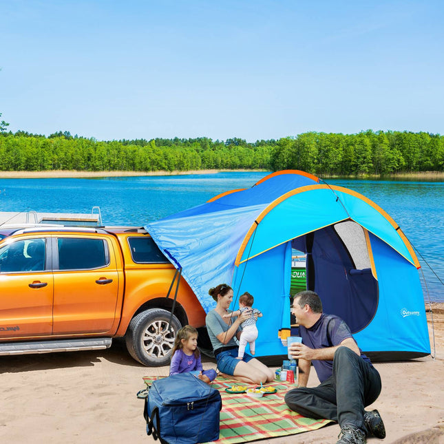 6-Personen-Blaukuppel-Heckzelt, 3 Türen für SUV/Wohnwagen
