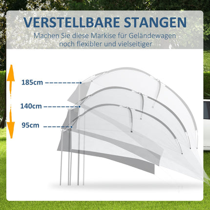 Portable Car Rear Tent - Waterproof With Steel Frame, Sun Shade, 3x2.6x2.3-2.6M
