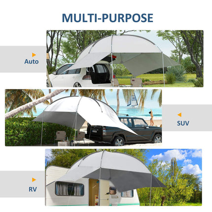 Portable Car Rear Tent - Waterproof With Steel Frame, Sun Shade, 3x2.6x2.3-2.6M