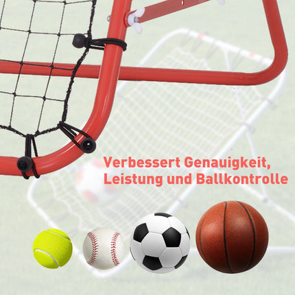 Fußball-Rebounder-Netz mit verstellbarem Winkel – Rot und Schwarz