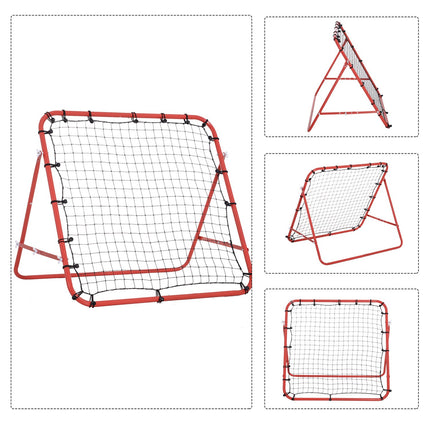Fußball-Rebounder-Netz mit verstellbarem Winkel – Rot und Schwarz
