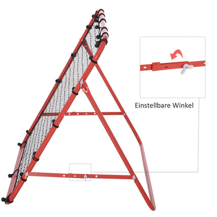 Fußball-Rebounder-Netz mit verstellbarem Winkel – Rot und Schwarz