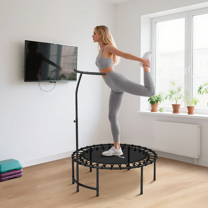 Fitness trampolína, nastavitelná rukojeť, černá