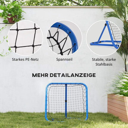 Verstellbarer Fußball-Rebounder aus Metall 63 x 63 cm, blau