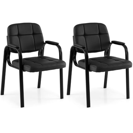 Empfangsstühle 2er-Set, gepolstert, schwarzes PVC-Leder