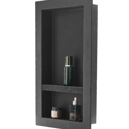 Recessed Shower Niche 16x28in, Divider Shelf, Black
