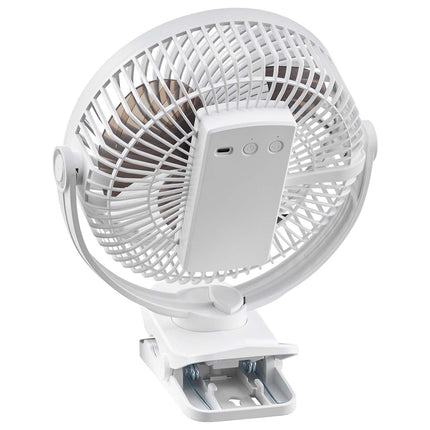Rechargeable Clip-On Fan, USB-C, 4 Speeds, White