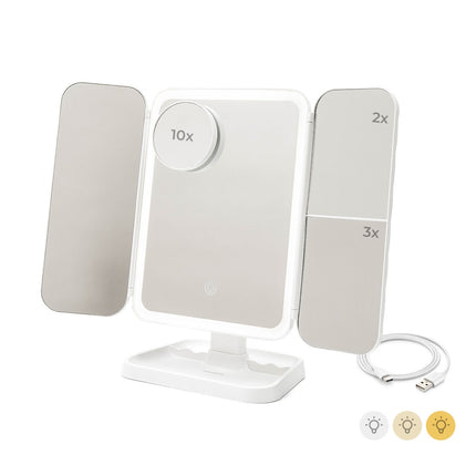Rechargeable LED Makeup Mirror with Magnification & USB-C