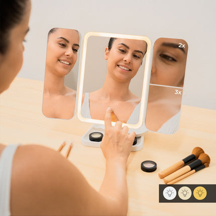 Rechargeable LED Makeup Mirror with Magnification & USB-C