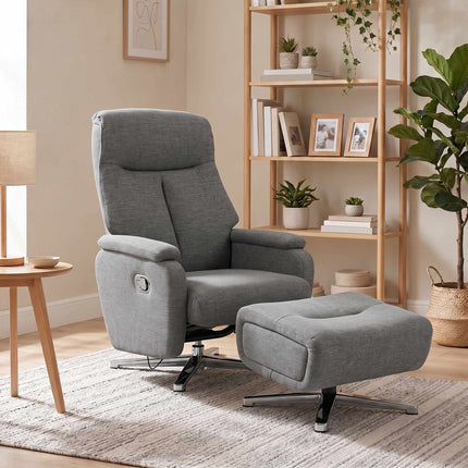 Recliner Armchair with Footstool, Manual Reclining, Dark Grey, Up to 120 kg