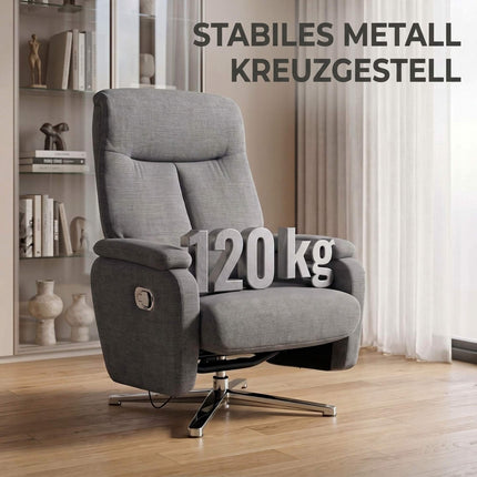 Recliner Armchair with Footstool, Manual Reclining, Dark Grey, Up to 120 kg