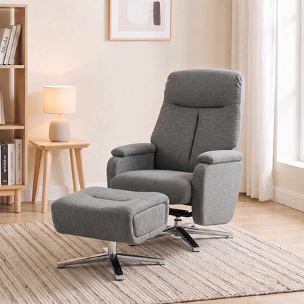 Recliner Armchair with Footstool, Manual Reclining, Dark Grey, Up to 120 kg