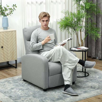 Polohovací křeslo, nastavitelné 135°, len-polyester, světle šedá