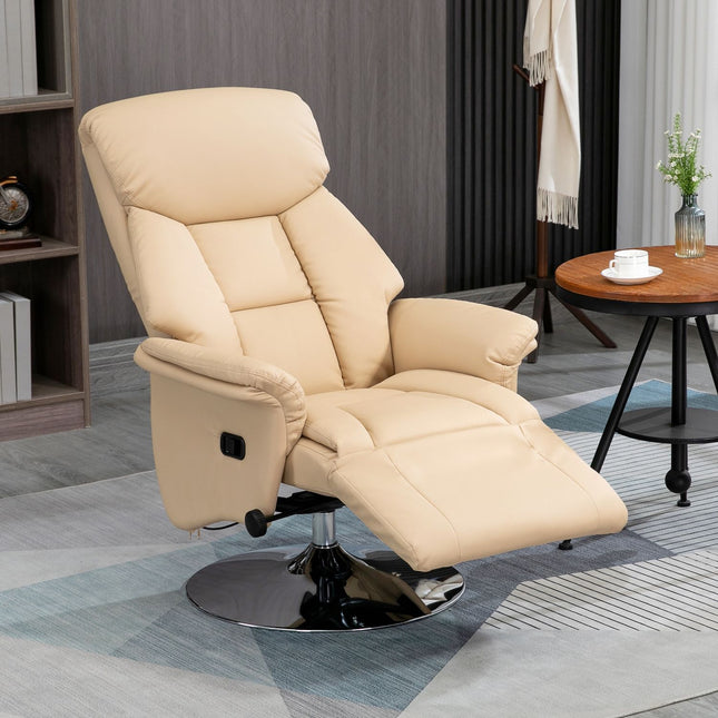 Relaxliegesessel, Kunstleder, 360° drehbar, Beige