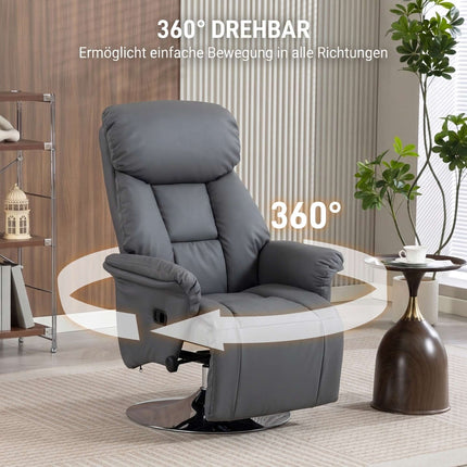 Recliner Chair, Grey Faux Leather, Adjustable Backrest