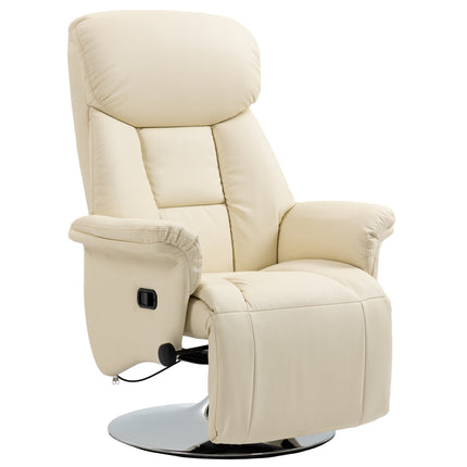 Relaxliegesessel, Lederoptik, 360° drehbar, Creme, 150 kg Tragkraft