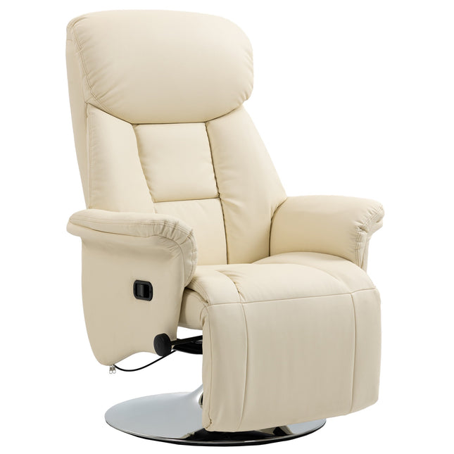 Relaxliegesessel, Lederoptik, 360° drehbar, Creme, 150 kg Tragkraft
