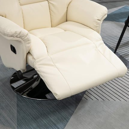Relaxliegesessel, Lederoptik, 360° drehbar, Creme, 150 kg Tragkraft