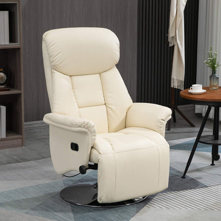 Relaxliegesessel, Lederoptik, 360° drehbar, Creme, 150 kg Tragkraft