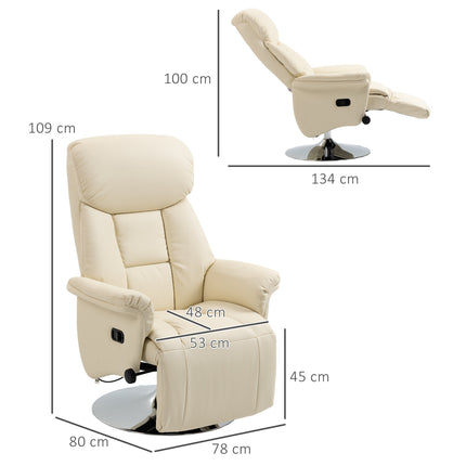 Relaxliegesessel, Lederoptik, 360° drehbar, Creme, 150 kg Tragkraft