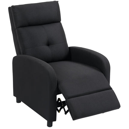 Relaxliegesessel, Leinenoptik-Stoff, Schwarz, verstellbar bis 155º