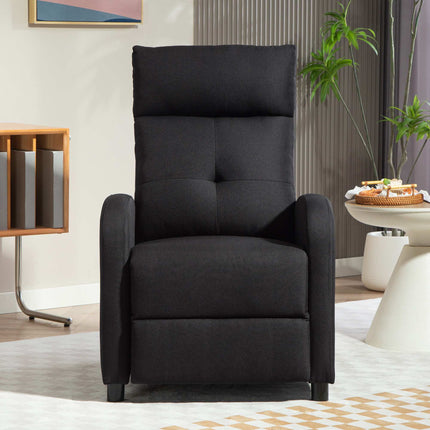 Relaxliegesessel, Leinenoptik-Stoff, Schwarz, verstellbar bis 155º