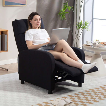 Relaxliegesessel, Leinenoptik-Stoff, Schwarz, verstellbar bis 155º