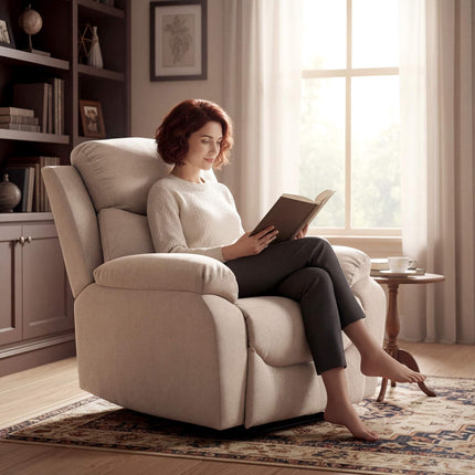 Relaxliegesessel, Manuelle Verstellung, Leinenoptik, Beige