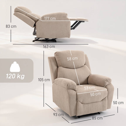 Relaxliegesessel, Manuelle Verstellung, Leinenoptik, Beige