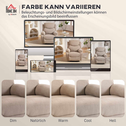 Relaxliegesessel, Manuelle Verstellung, Leinenoptik, Beige