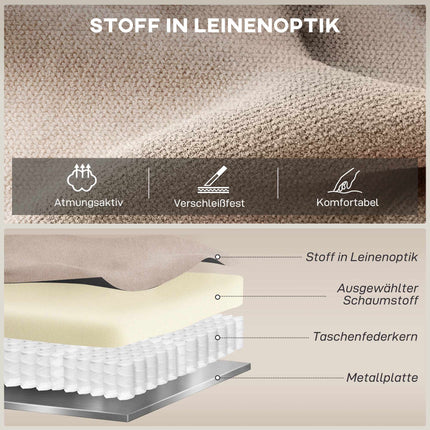 Relaxliegesessel, Manuelle Verstellung, Leinenoptik, Beige