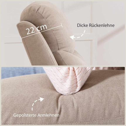 Relaxliegesessel, Manuelle Verstellung, Leinenoptik, Beige