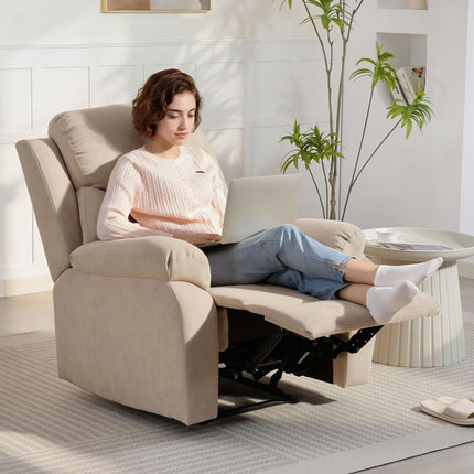 Relaxliegesessel, Manuelle Verstellung, Leinenoptik, Beige