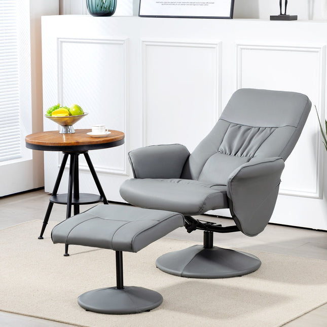 Sessel-Set mit Ottomane, verstellbar, hellgrau