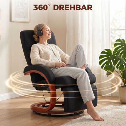 Liegesessel mit Fußstütze, 135° neigbar, 360° drehbar