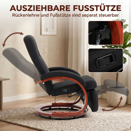 Liegesessel mit Fußstütze, 135° neigbar, 360° drehbar