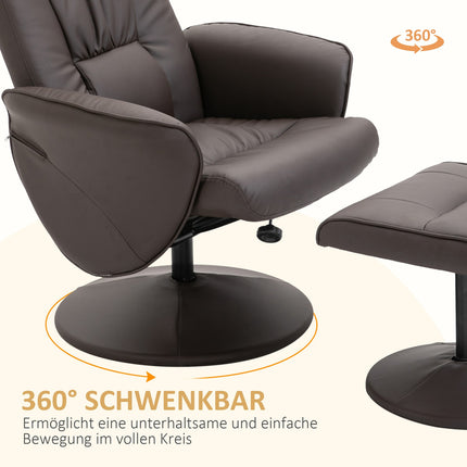 Sessel mit Hocker-Set, Kunstleder, Braun