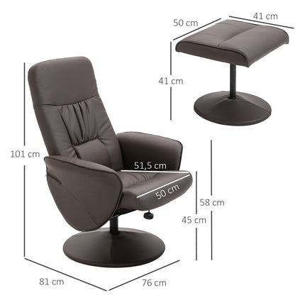Sessel mit Hocker-Set, Kunstleder, Braun