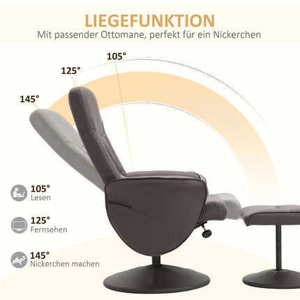 Sessel mit Hocker-Set, Kunstleder, Braun