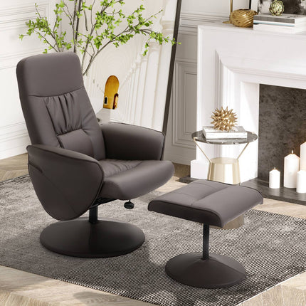 Sessel mit Hocker-Set, Kunstleder, Braun