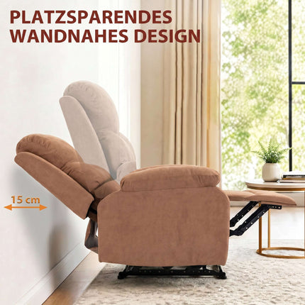 Recliner Chair with 150 Recline, Linen Look, Dark Brown