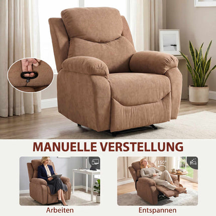 Recliner Chair with 150 Recline, Linen Look, Dark Brown