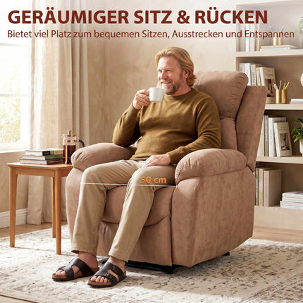 Recliner Chair with 150 Recline, Linen Look, Dark Brown