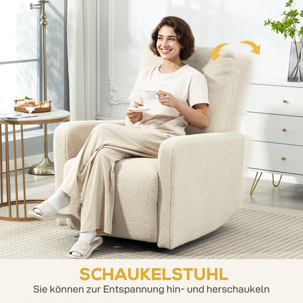 Liegesessel mit verstellbarer Rückenlehne, Fleecebezug, Beige