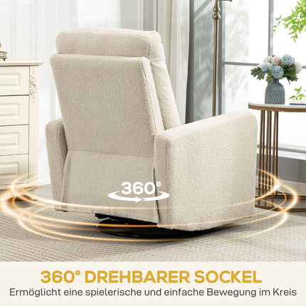 Liegesessel mit verstellbarer Rückenlehne, Fleecebezug, Beige